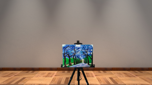 Enchanted Blue Forest: Hand-Painted Canvas
