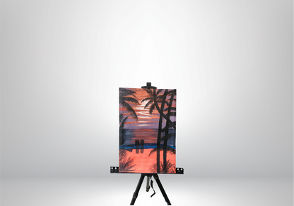 Sunset Oasis: Hand-Painted Tropical Glow Canvas