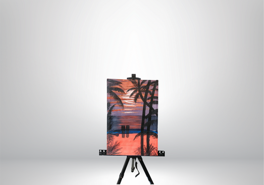 Sunset Oasis: Hand-Painted Tropical Glow Canvas