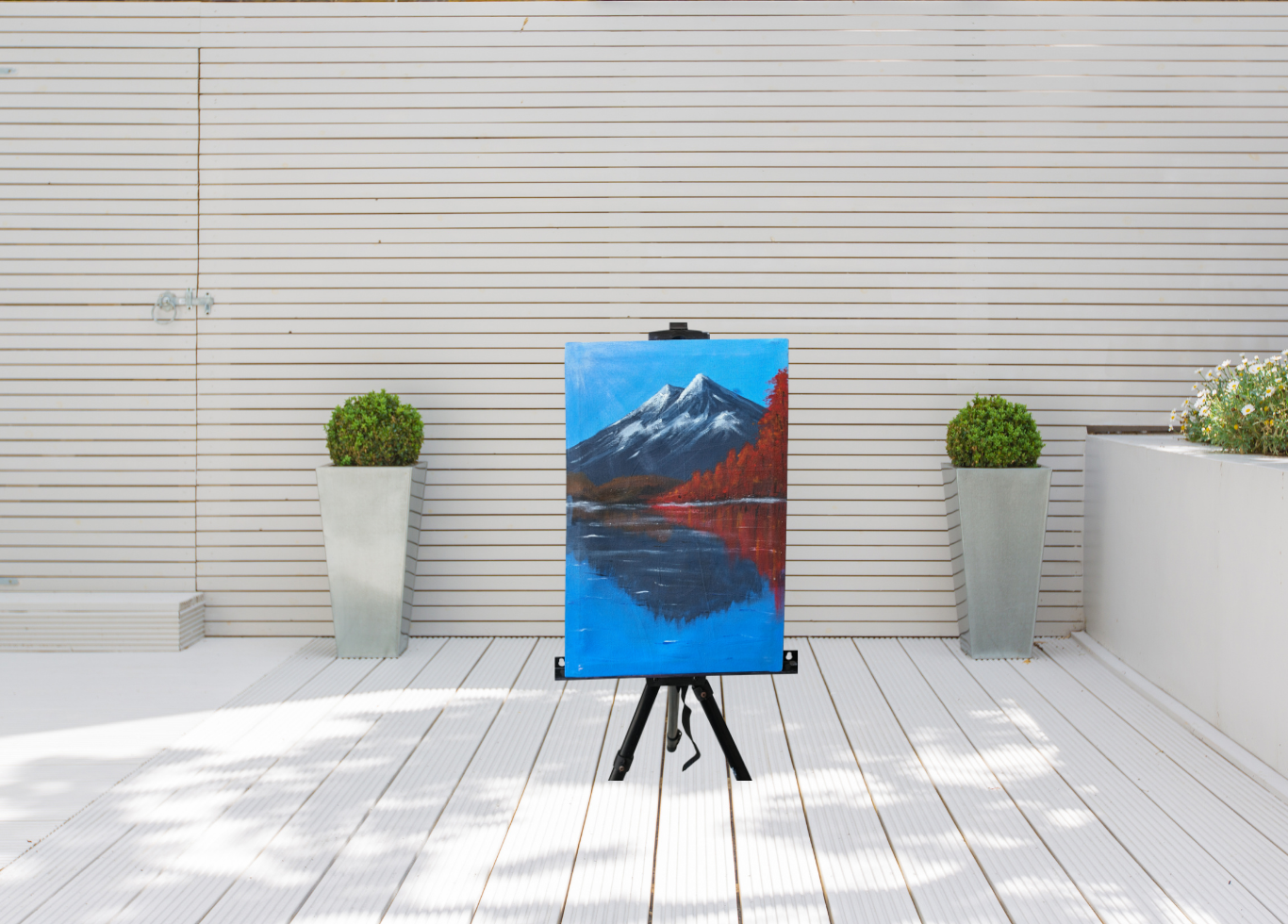 Majestic Mountain Reflection Hand-Painted Canvas