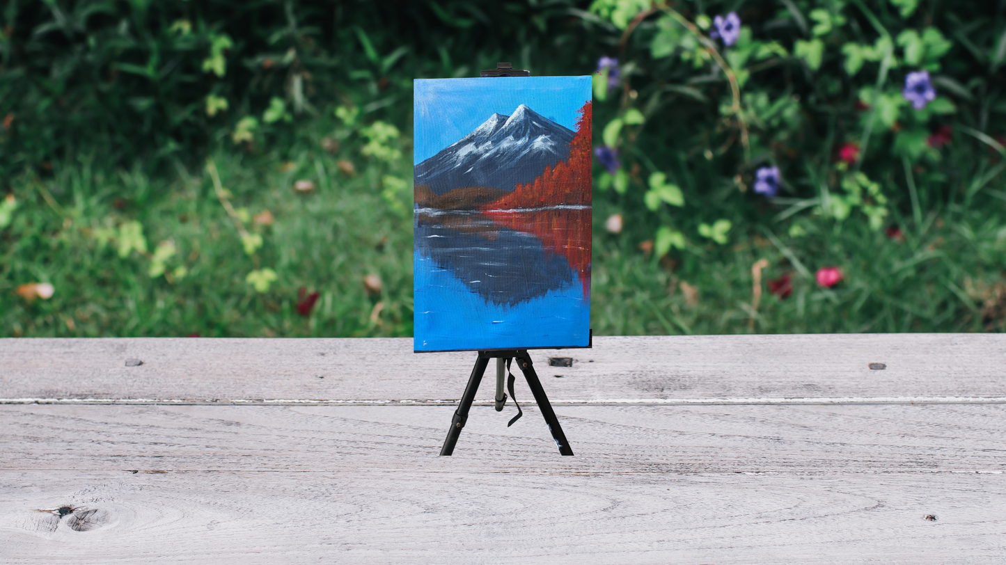 Majestic Mountain Reflection Hand-Painted Canvas