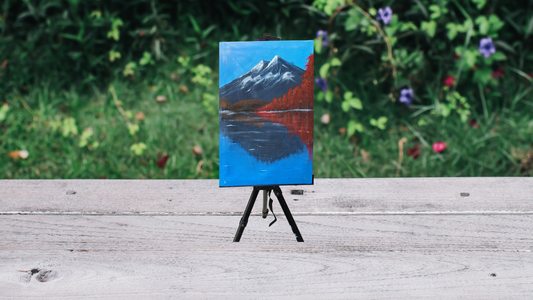 Majestic Mountain Reflection Hand-Painted Canvas