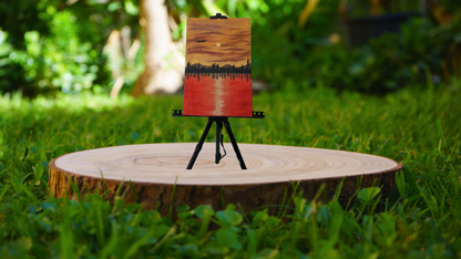 Urban Sunset Reflection Hand-Painted Canvas