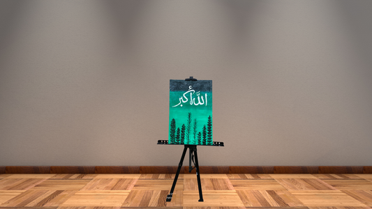 Majestic Green Forest: Hand-Painted Canvas