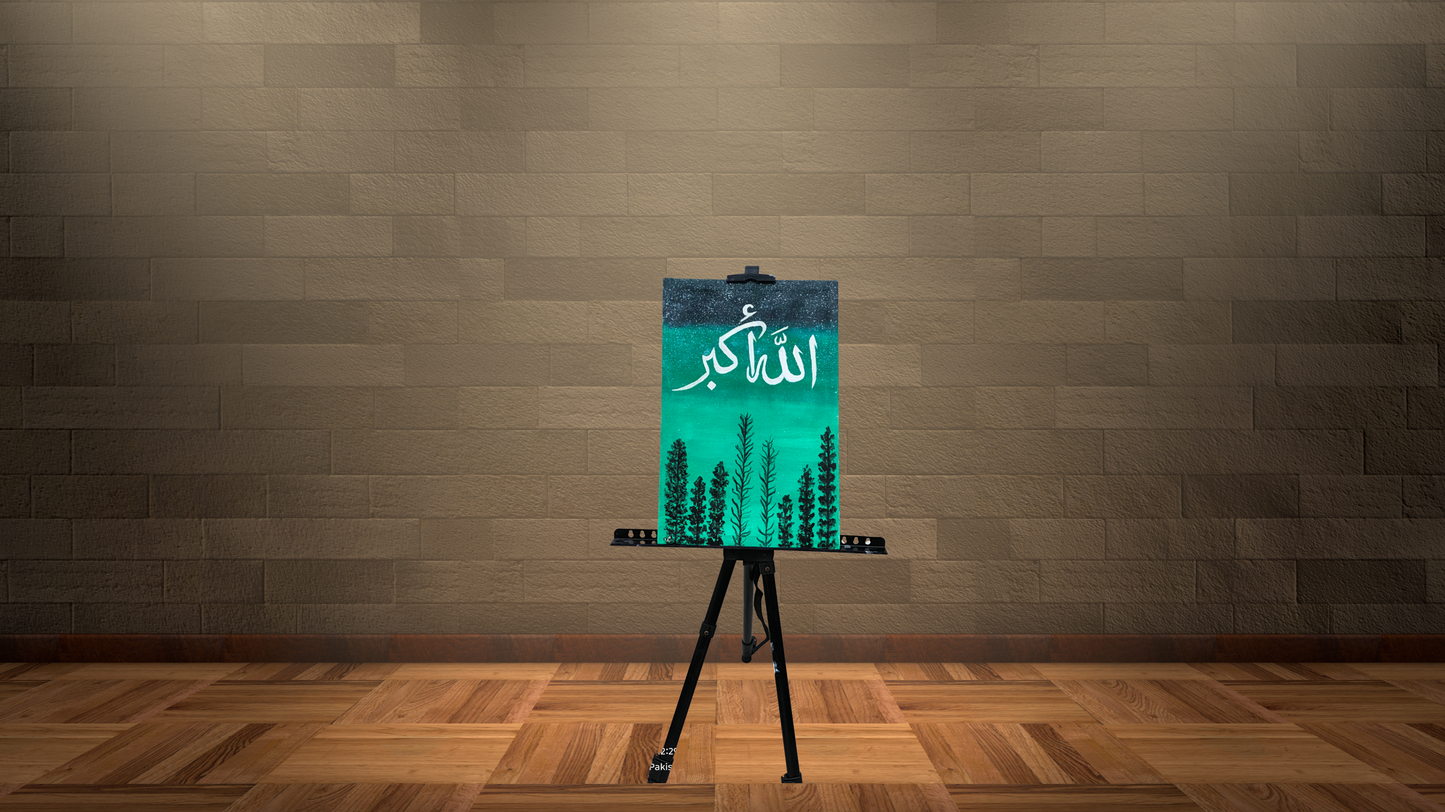 Majestic Green Forest: Hand-Painted Canvas