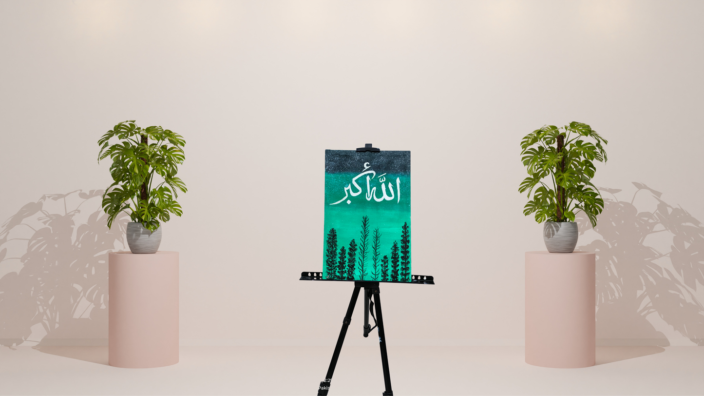 Majestic Green Forest: Hand-Painted Canvas