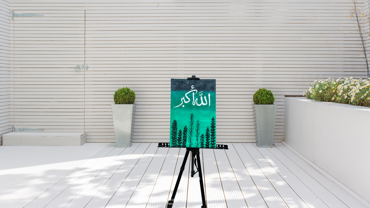 Majestic Green Forest: Hand-Painted Canvas