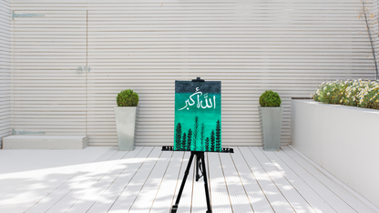 Majestic Green Forest: Hand-Painted Canvas