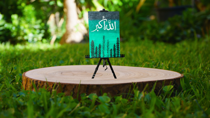 Majestic Green Forest: Hand-Painted Canvas