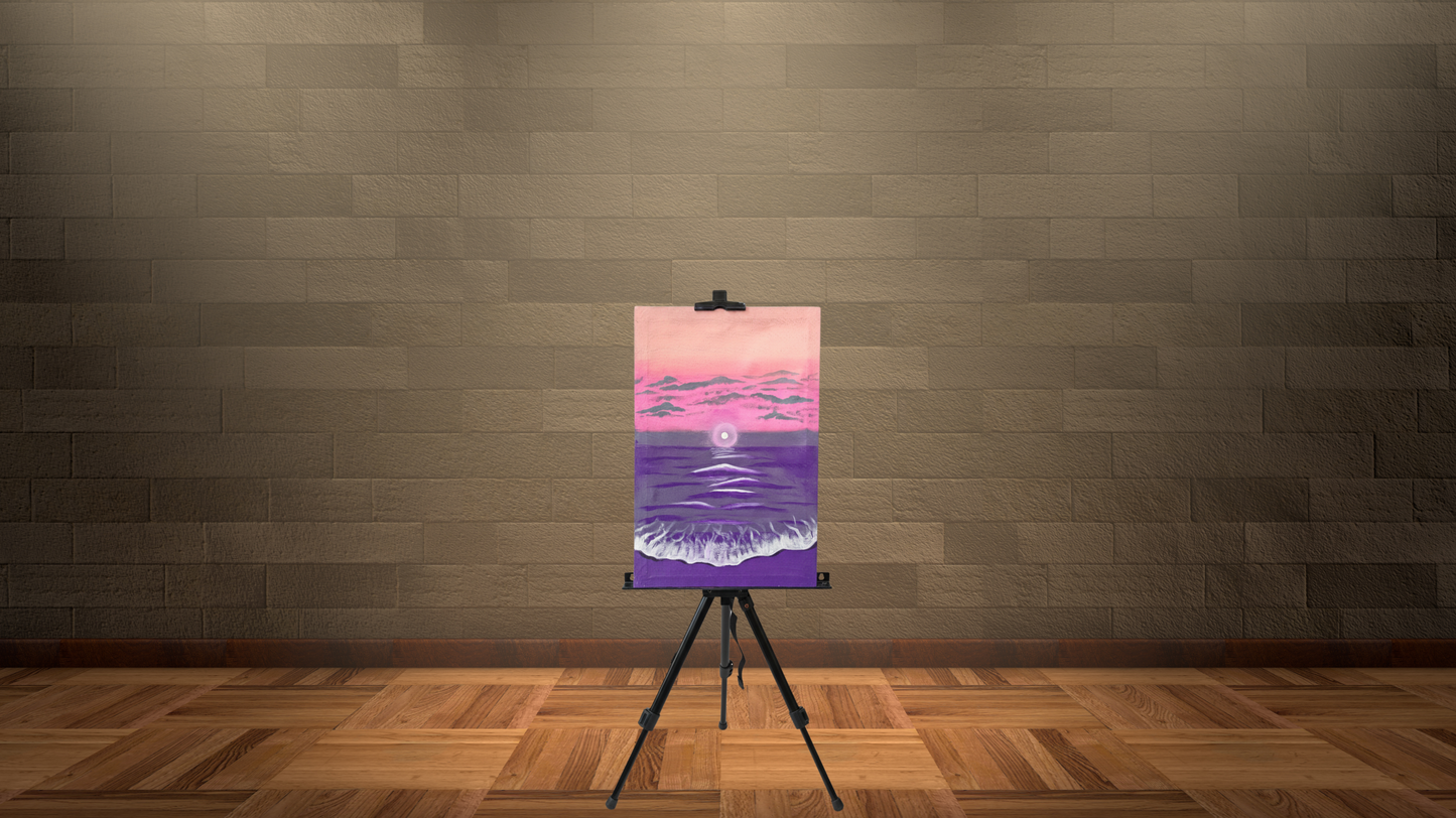 Ethereal Sea Glow: Hand-Painted Canvas