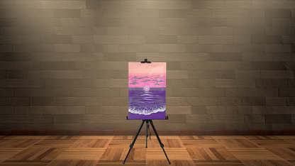 Ethereal Sea Glow: Hand-Painted Canvas