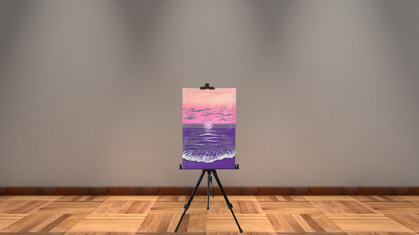 Ethereal Sea Glow: Hand-Painted Canvas