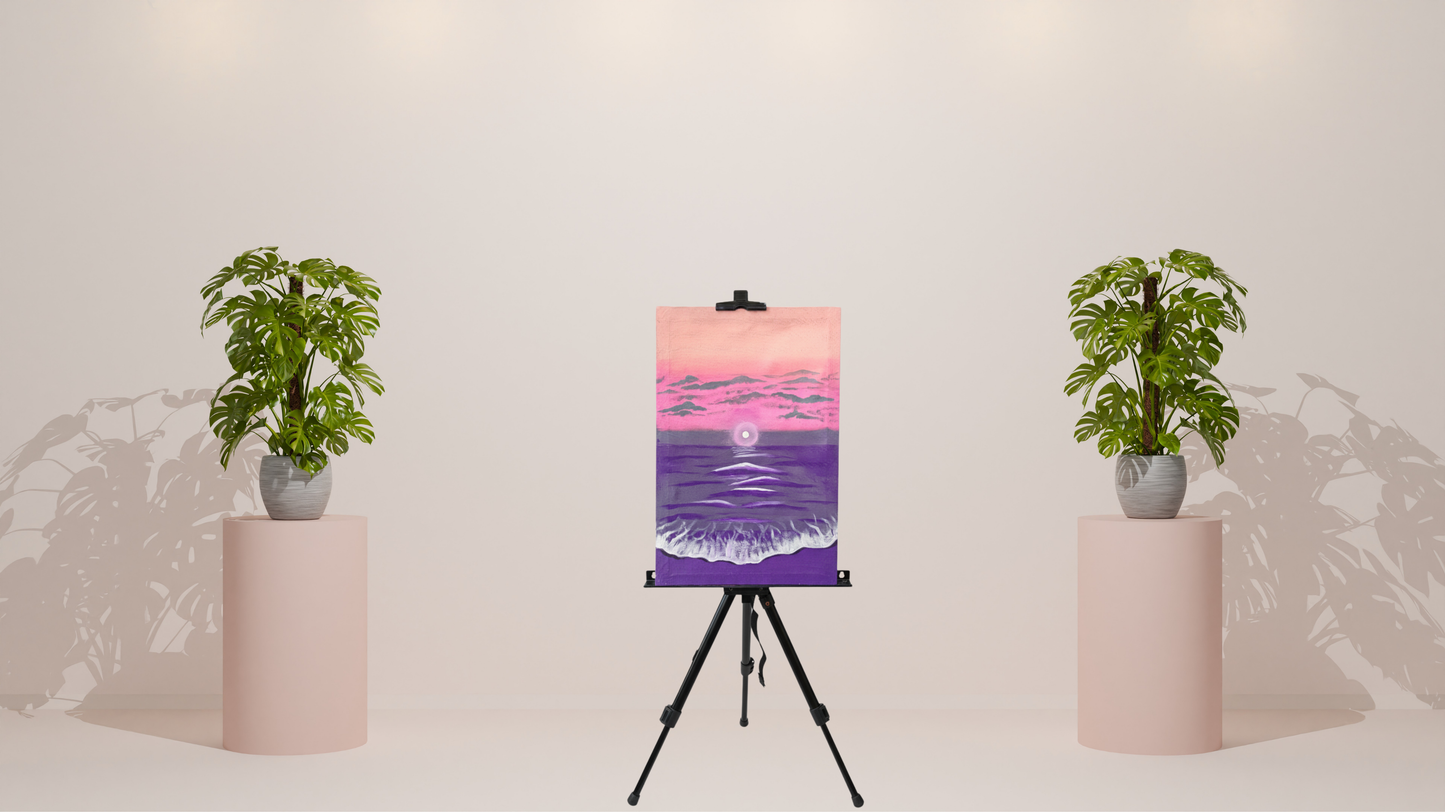 Ethereal Sea Glow: Hand-Painted Canvas