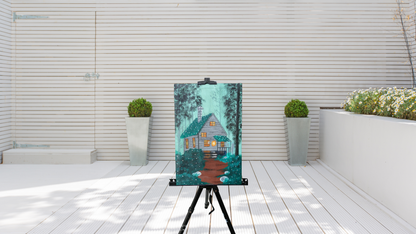 Cozy Forest Retreat: Hand-Painted Canvas
