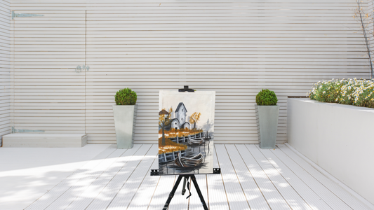 Old World Harbor Calm: Hand-Painted Canvas