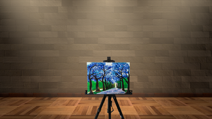 Enchanted Blue Forest: Hand-Painted Canvas