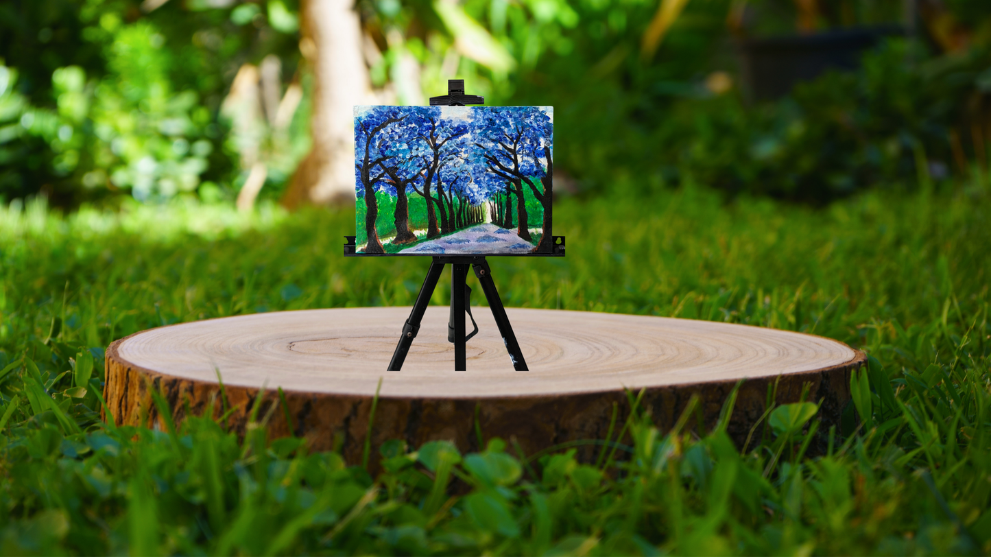 Enchanted Blue Forest: Hand-Painted Canvas