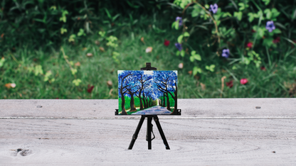 Enchanted Blue Forest: Hand-Painted Canvas