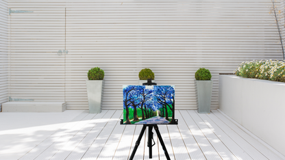 Enchanted Blue Forest: Hand-Painted Canvas